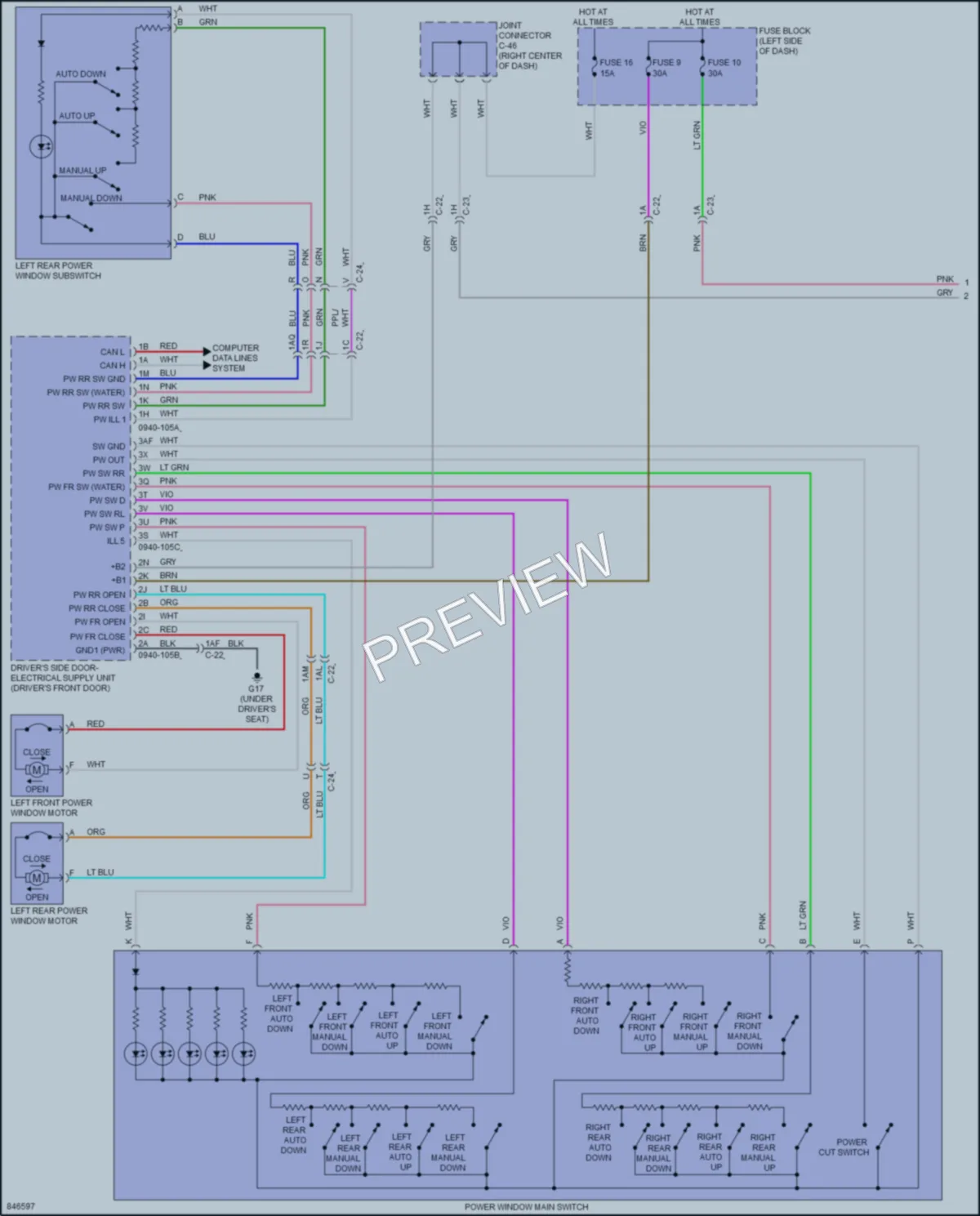 2023 Mazda CX50 Power Windows wiring diagram preview