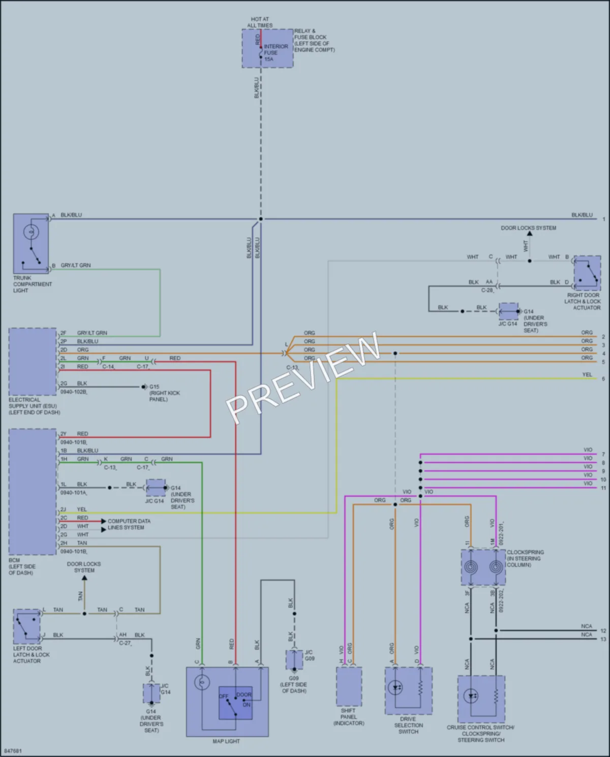 2023 Mazda MX5Miata Interior Lights wiring diagram preview