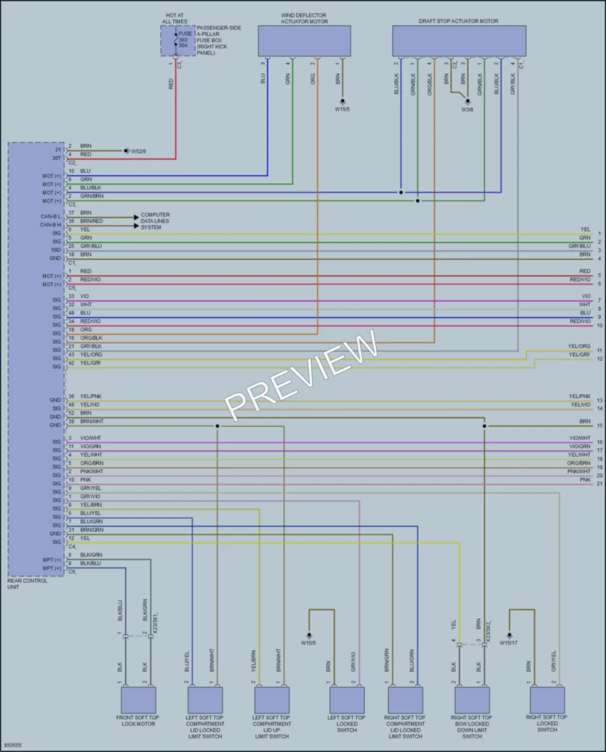 2023 MercedesBenz C300 Power Top Sunroof wiring diagram preview