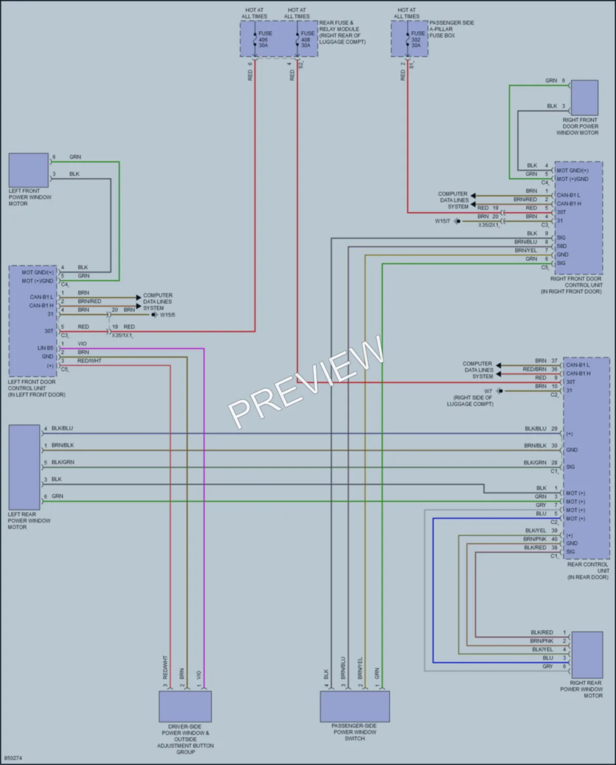 2023 MercedesBenz C300 Power Windows wiring diagram preview