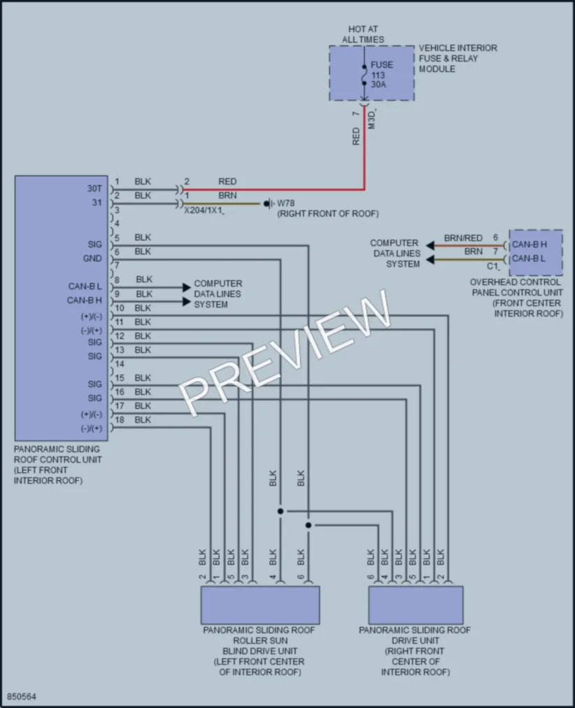 2023 MercedesBenz CLA250 Power Top Sunroof wiring diagram preview