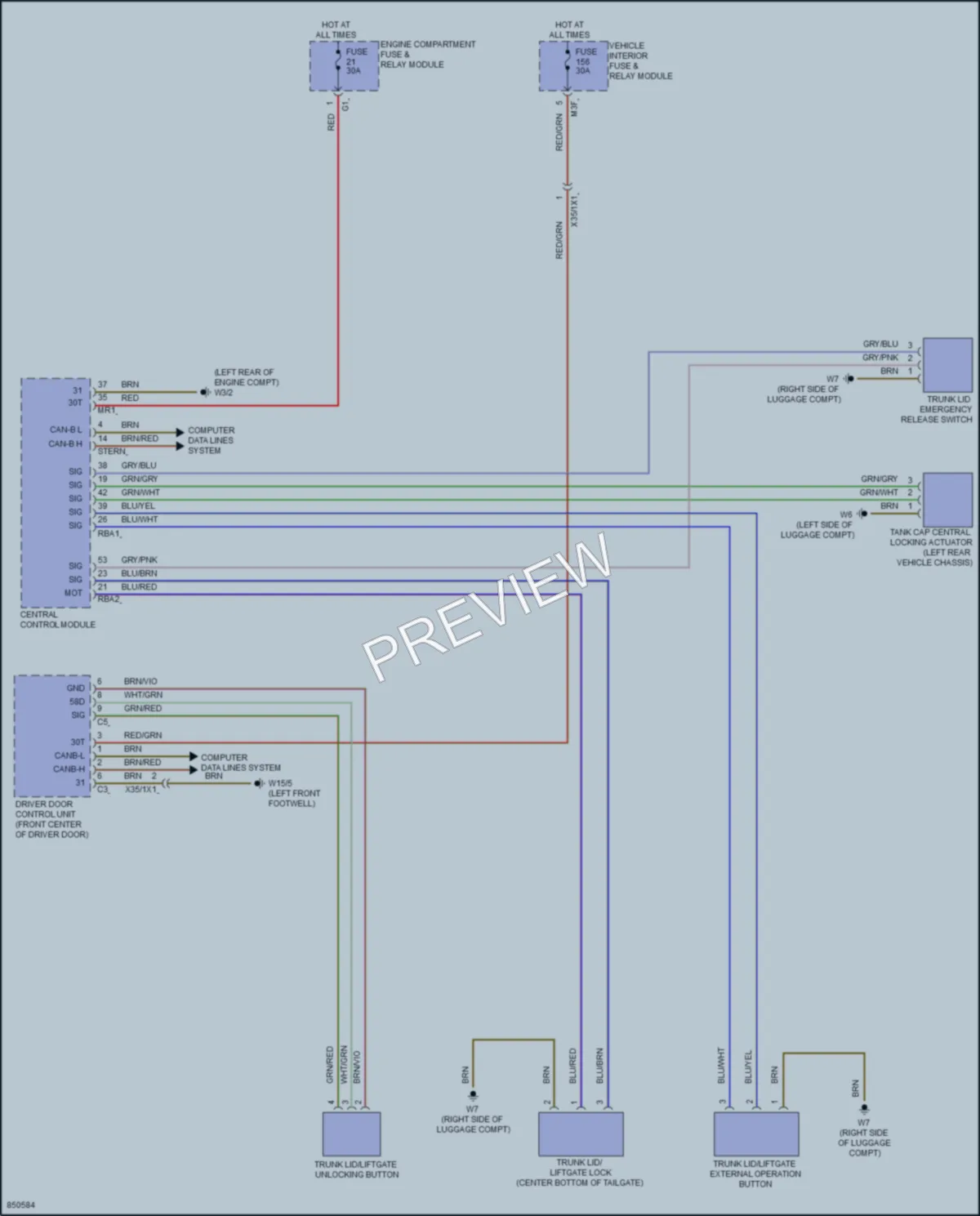 2023 MercedesBenz CLA250 Trunk Tailgate Fuel Door wiring diagram preview