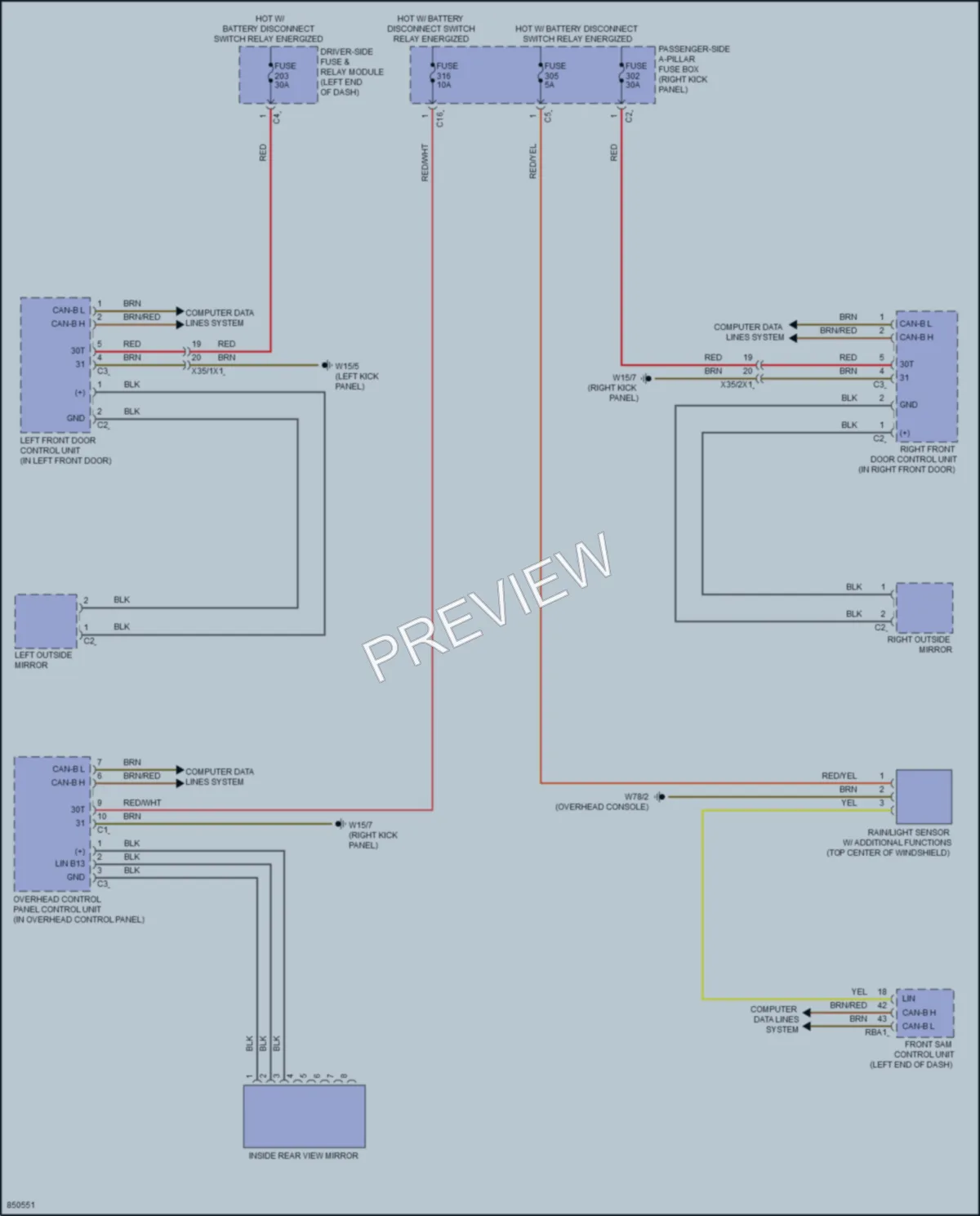 2023 MercedesBenz CLS450 Power Mirrors wiring diagram preview