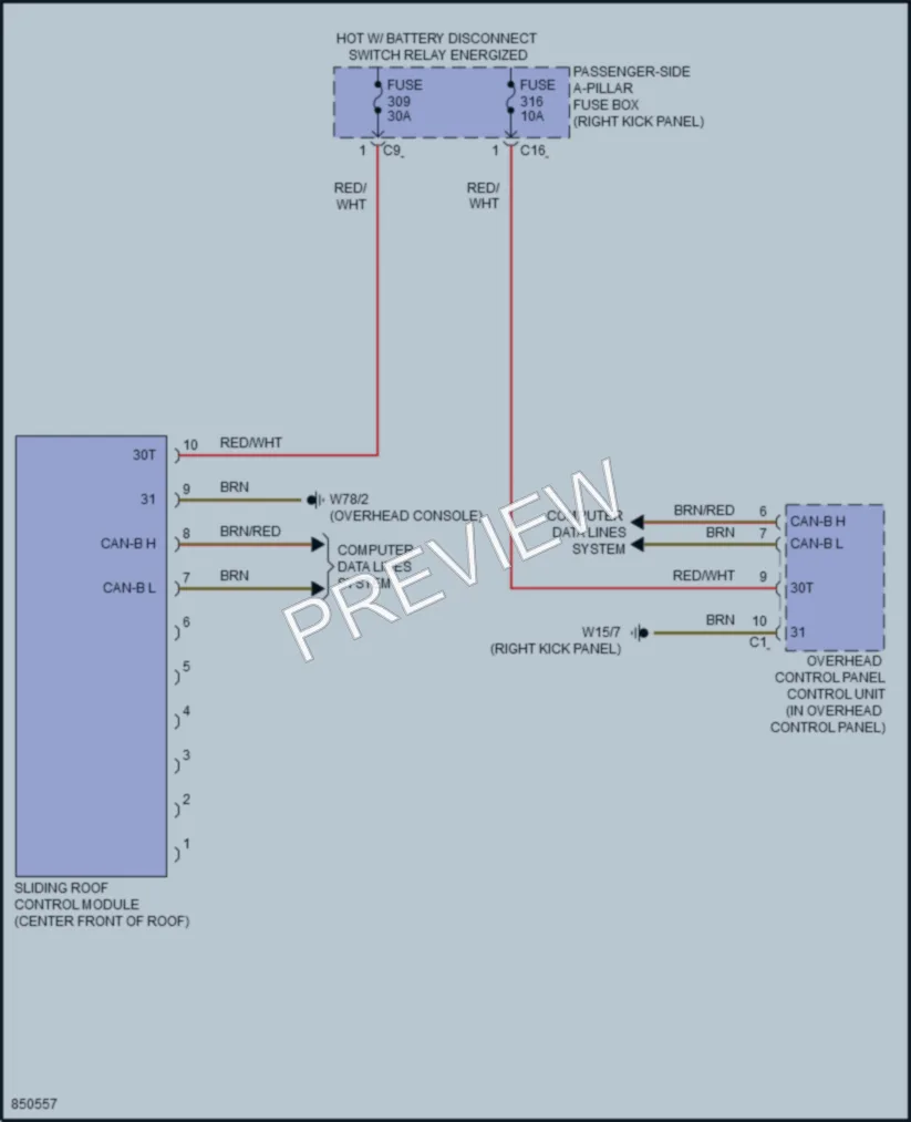 2023 MercedesBenz CLS450 Power Top Sunroof wiring diagram preview