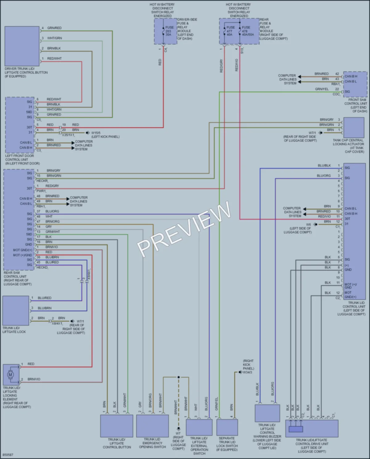 2023 MercedesBenz CLS450 Trunk Tailgate Fuel Door wiring diagram preview