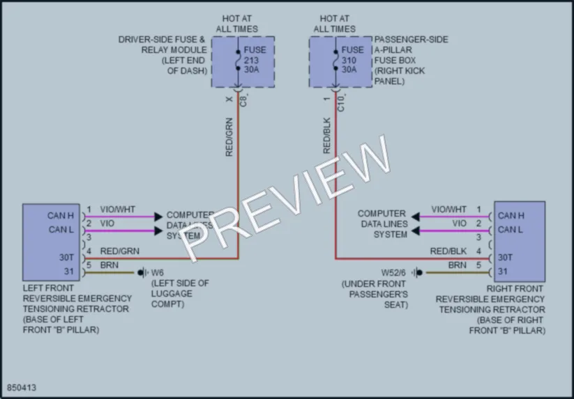 2023 MercedesBenz E350 Supplemental Restraints wiring diagram preview