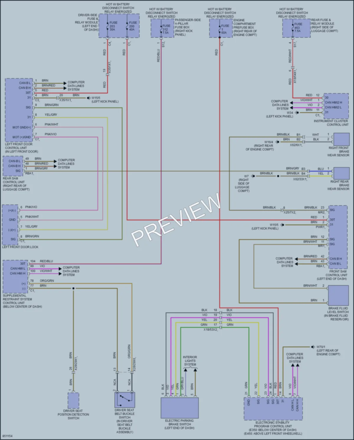 2023 MercedesBenz E350 Warning Systems wiring diagram preview