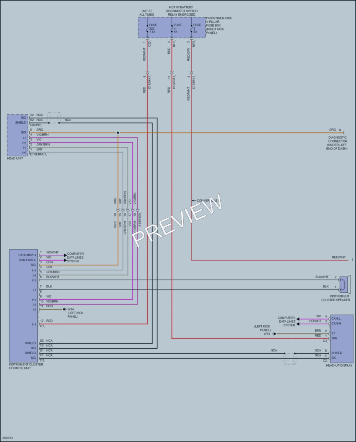 2023 MercedesBenz E450 Instrument Cluster wiring diagram preview