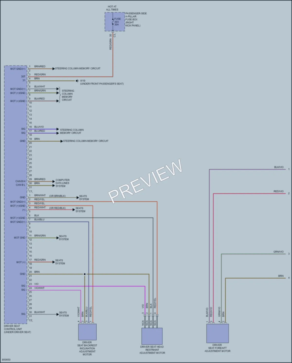 2023 MercedesBenz E450 Memory Systems wiring diagram preview