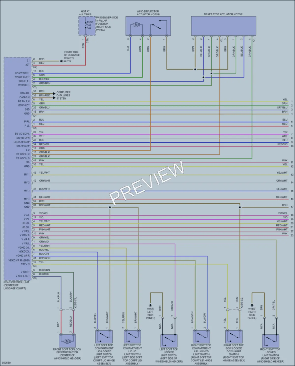 2023 MercedesBenz E450 Power Top Sunroof wiring diagram preview