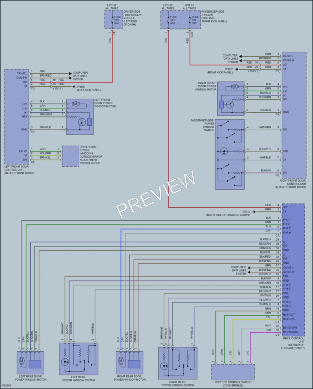 2023 MercedesBenz E450 Power Windows wiring diagram preview