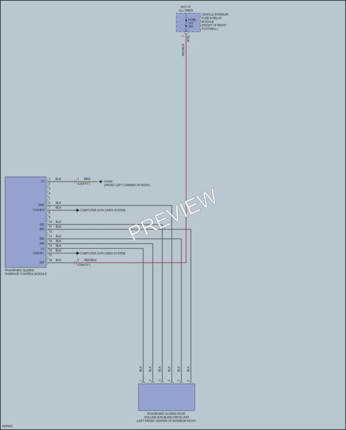 2023 MercedesBenz GLA250 Power Top Sunroof wiring diagram preview