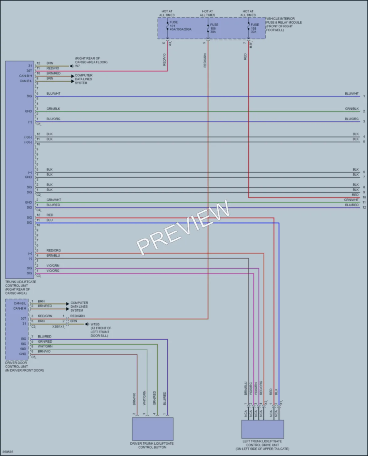 2023 MercedesBenz GLA250 Trunk Tailgate Fuel Door wiring diagram preview