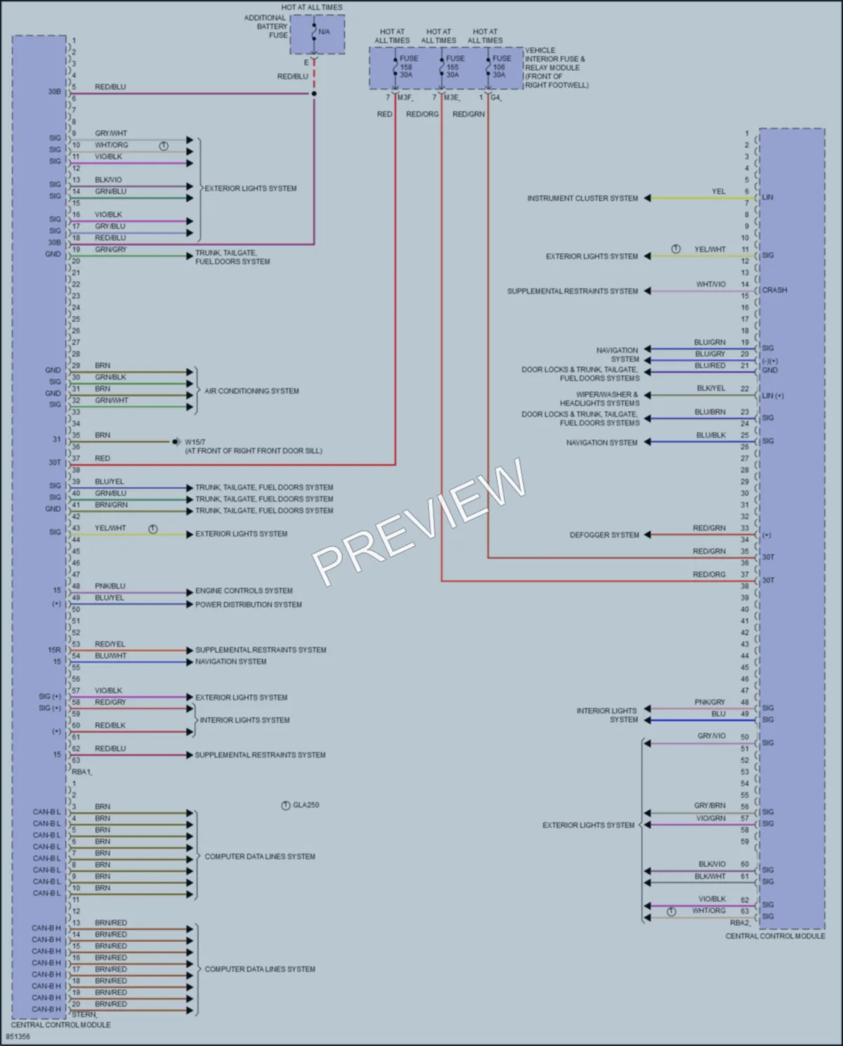 2023 MercedesBenz GLB250 Body Control Modules wiring diagram preview
