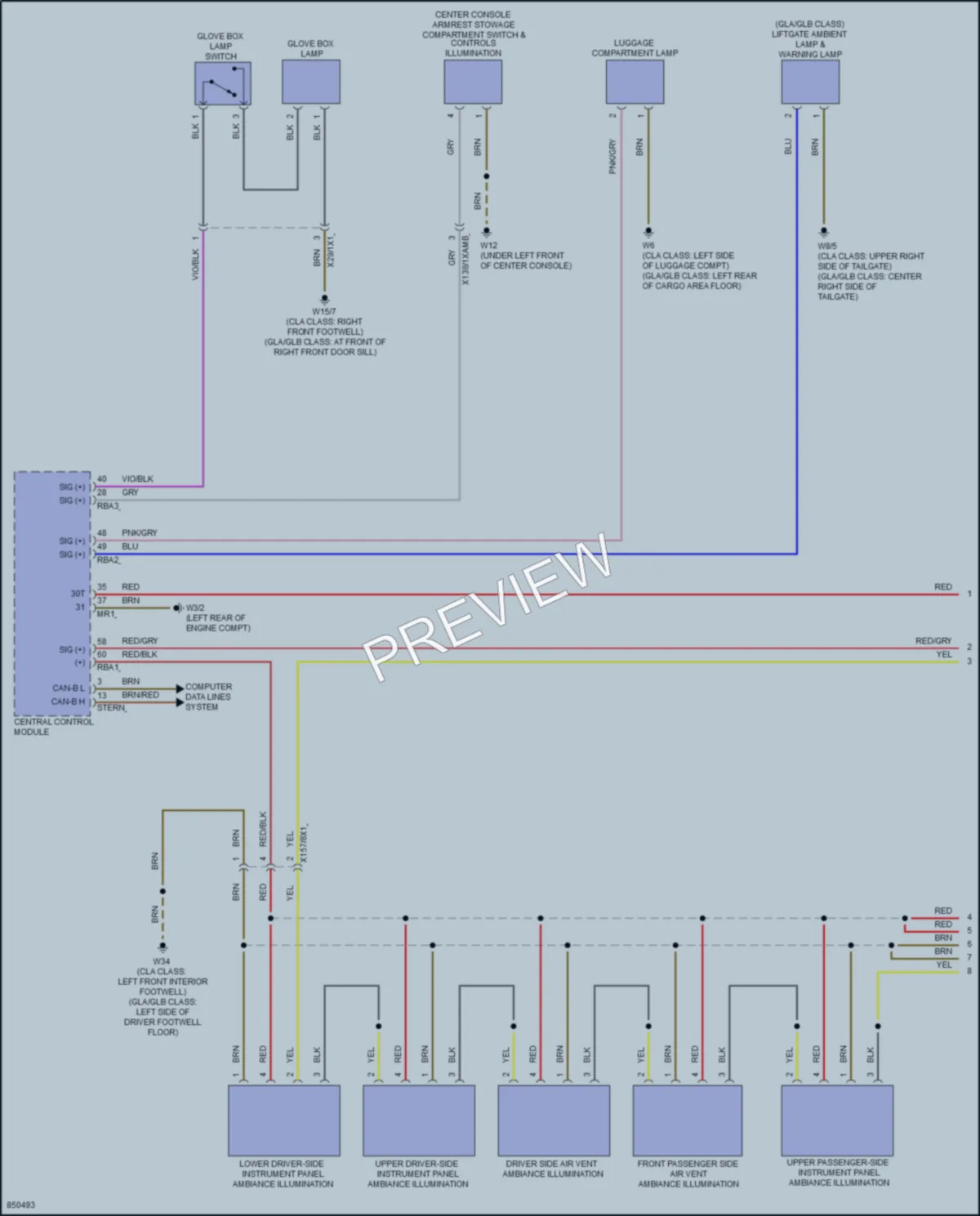 2023 MercedesBenz GLB250 Interior Lights wiring diagram preview