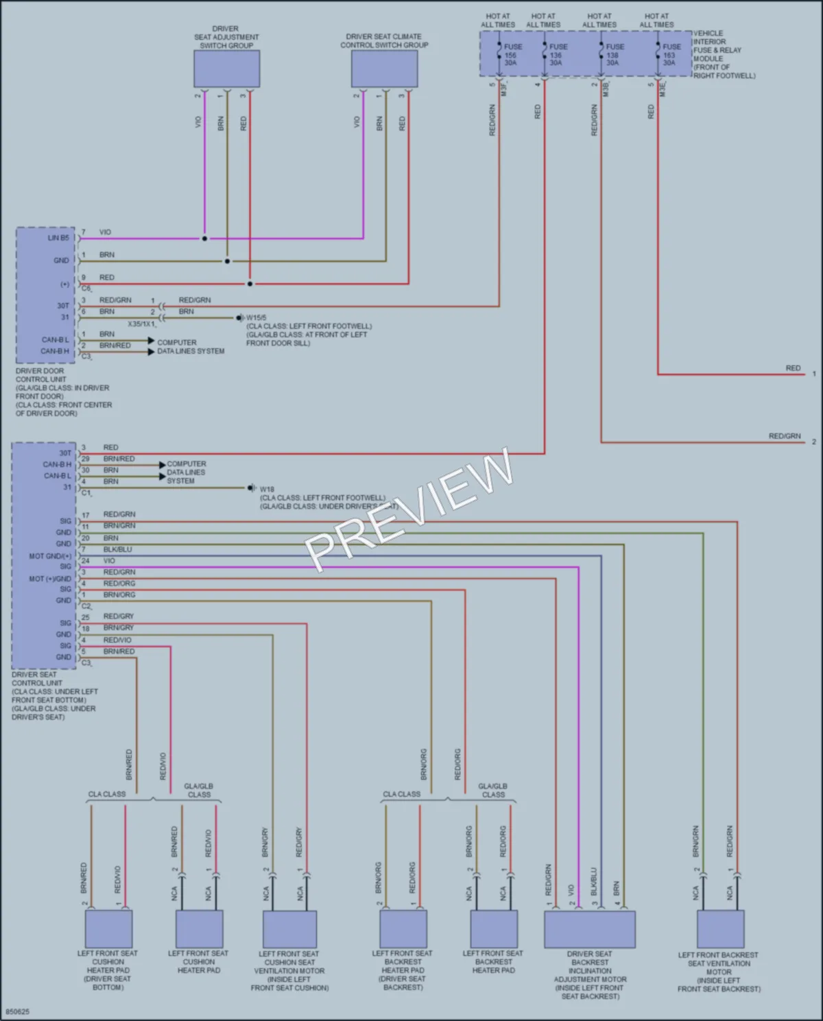 2023 MercedesBenz GLB250 Power Seats wiring diagram preview