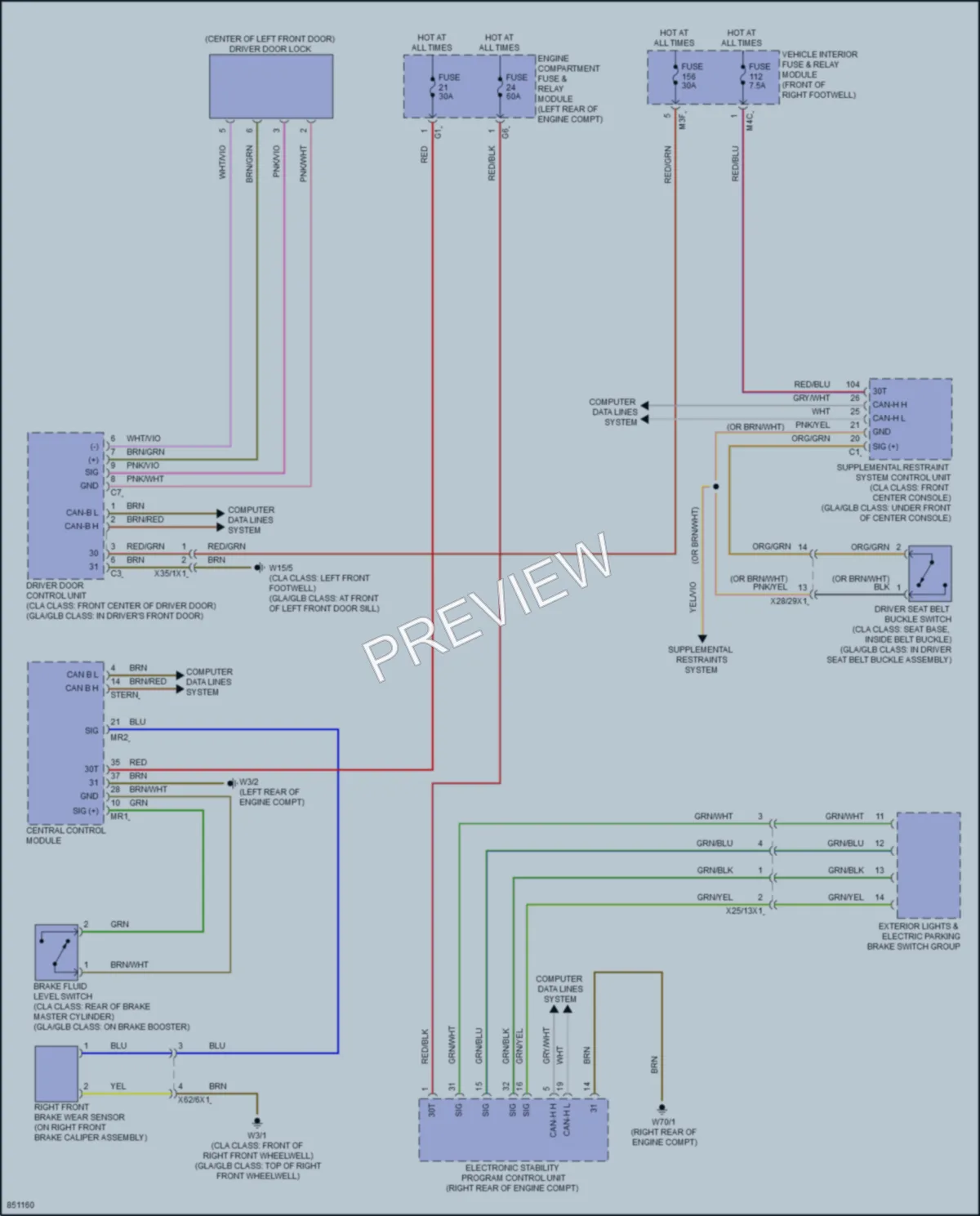 2023 MercedesBenz GLB250 Warning Systems wiring diagram preview