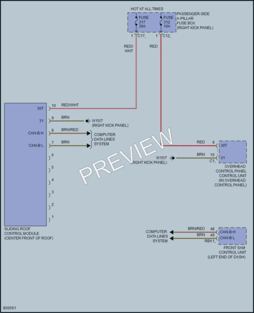 2023 MercedesBenz GLC300Coupe Power Top Sunroof wiring diagram preview
