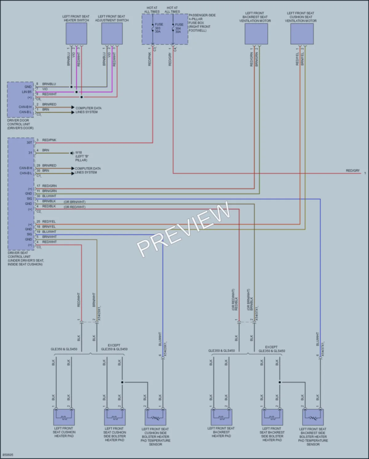 2023 MercedesBenz GLE350 Power Seats wiring diagram preview