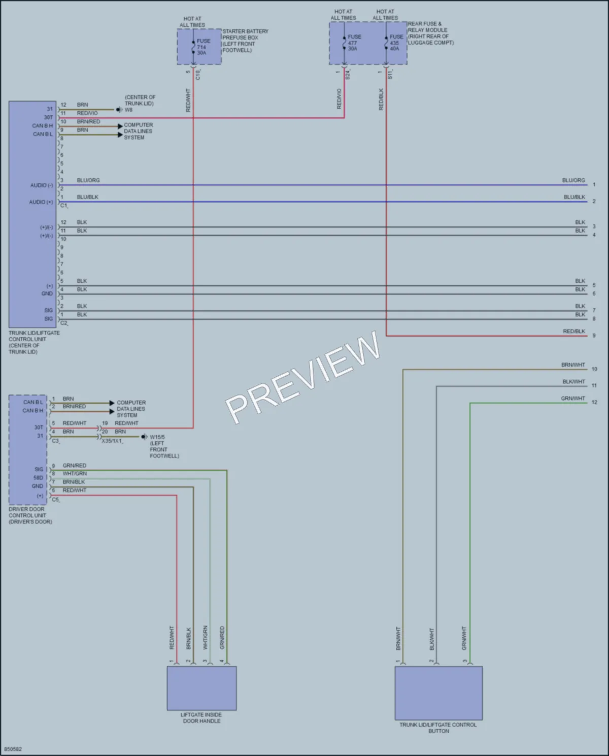 2023 MercedesBenz GLE350 Trunk Tailgate Fuel Door wiring diagram preview