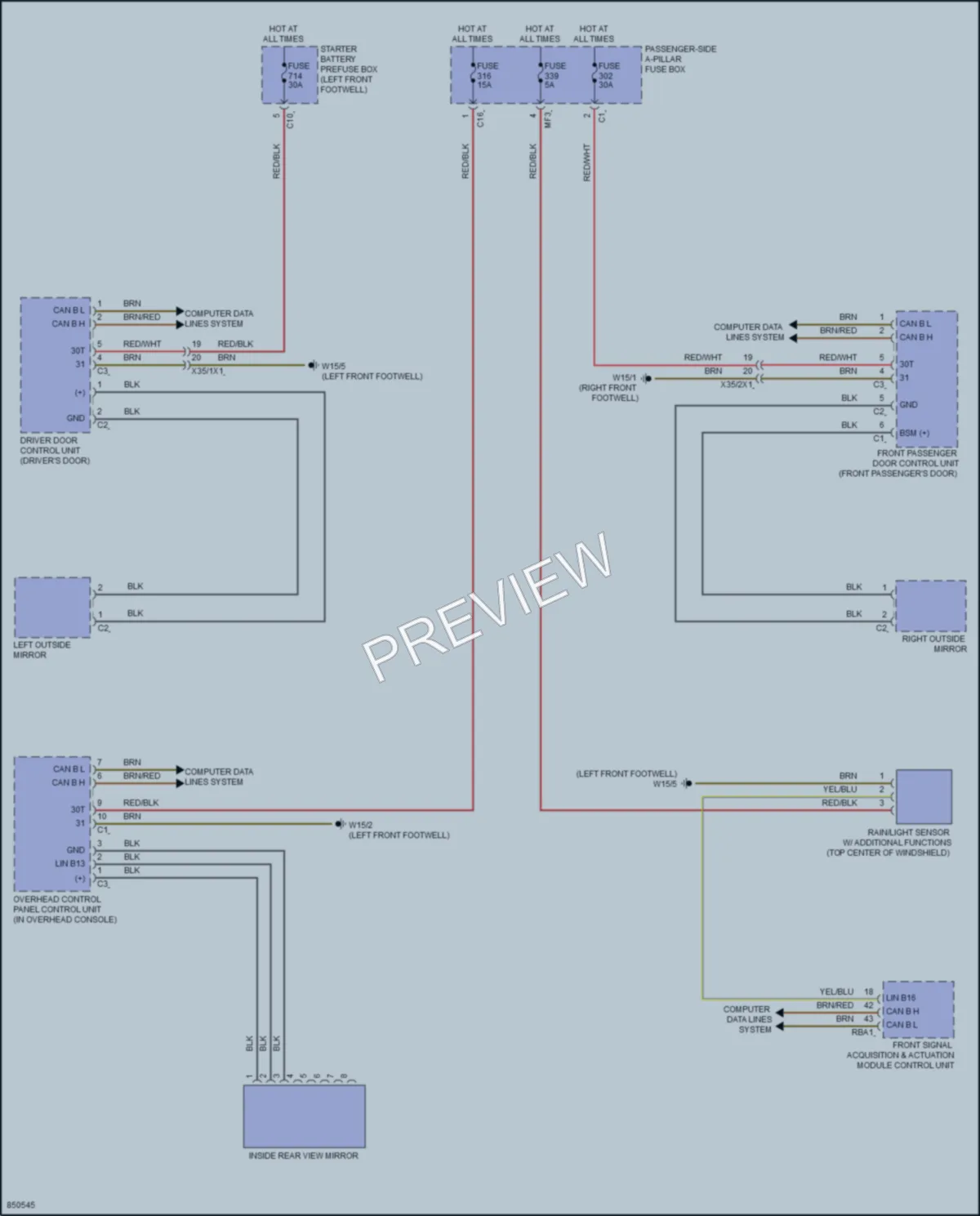 2023 MercedesBenz GLE450 Power Mirrors wiring diagram preview