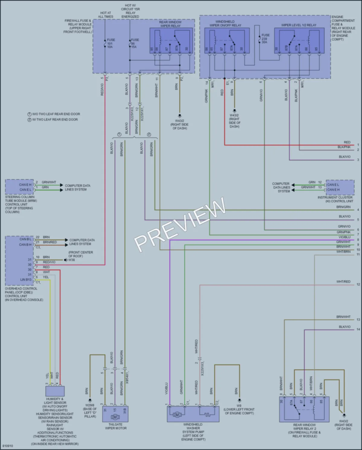 2023 MercedesBenz Metris Wiper Washer wiring diagram preview
