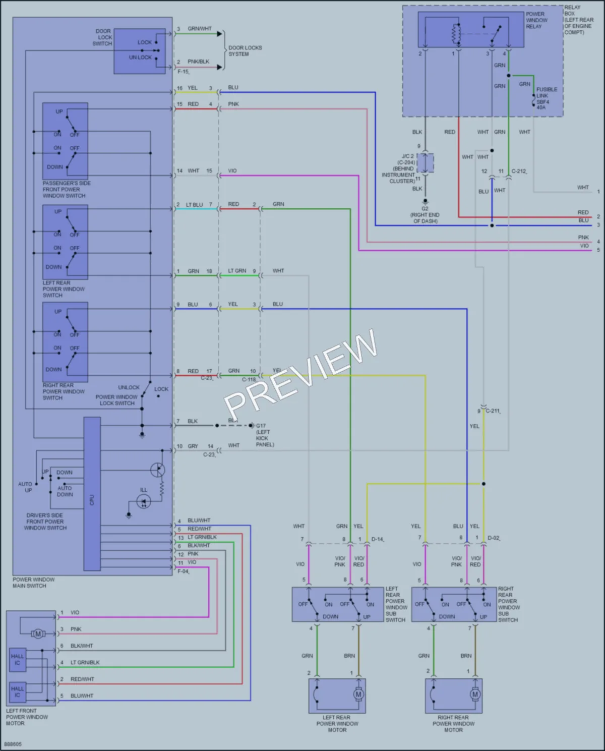 2023 Mitsubishi Mirage Power Windows wiring diagram preview