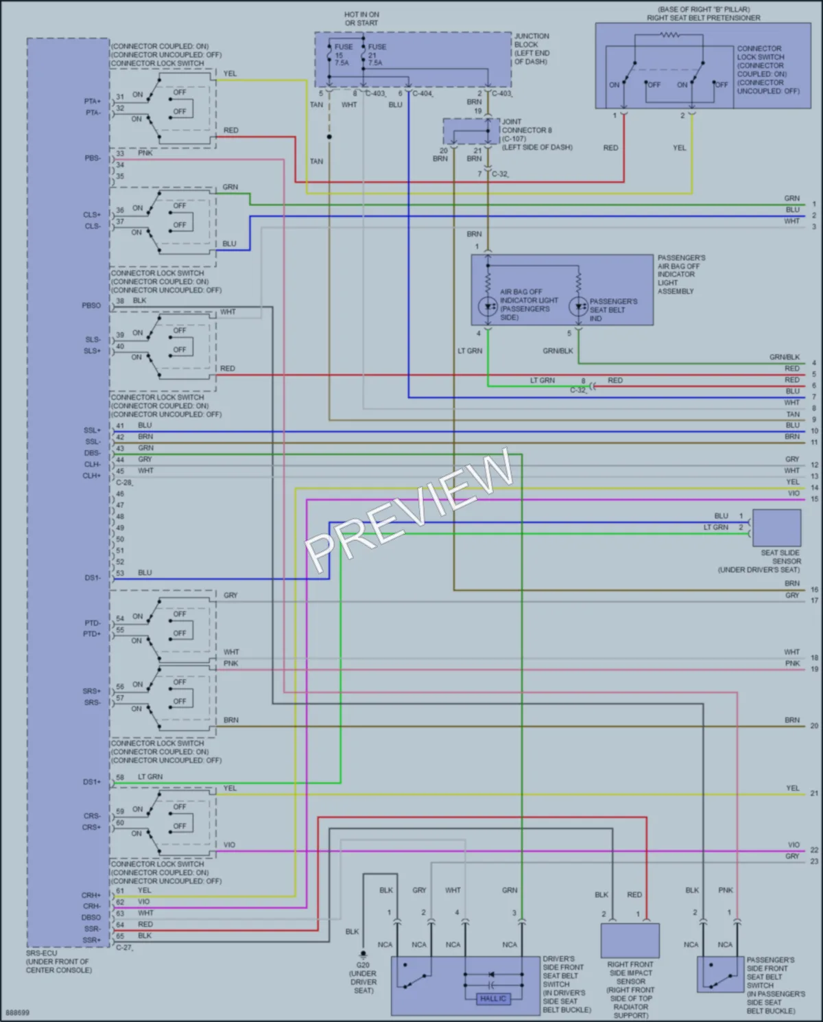 2023 Mitsubishi Mirage Supplemental Restraints wiring diagram preview