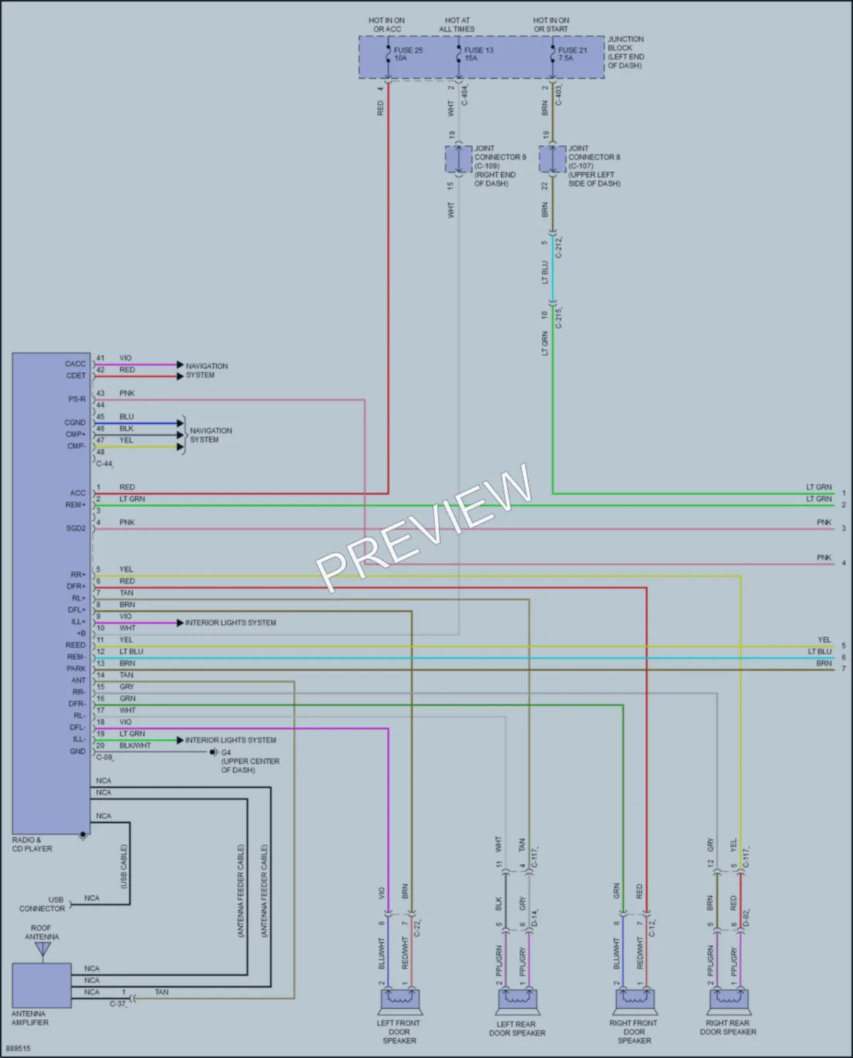 2023 Mitsubishi MirageG4 Radio wiring diagram preview