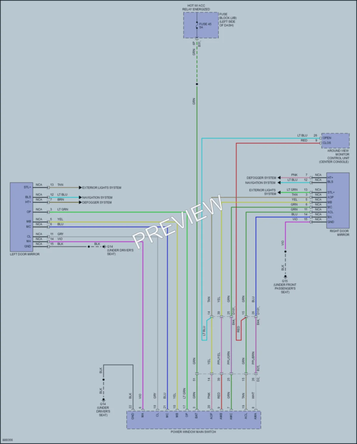 2023 Mitsubishi OutlanderPHEV Power Mirrors wiring diagram preview