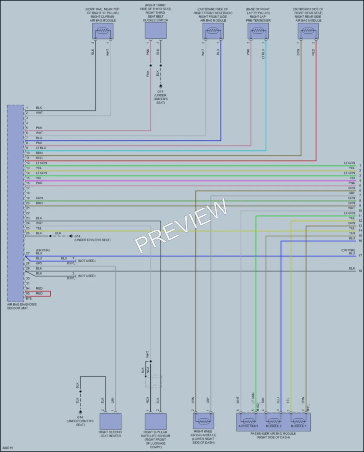 2023 Mitsubishi OutlanderPHEV Supplemental Restraints wiring diagram preview