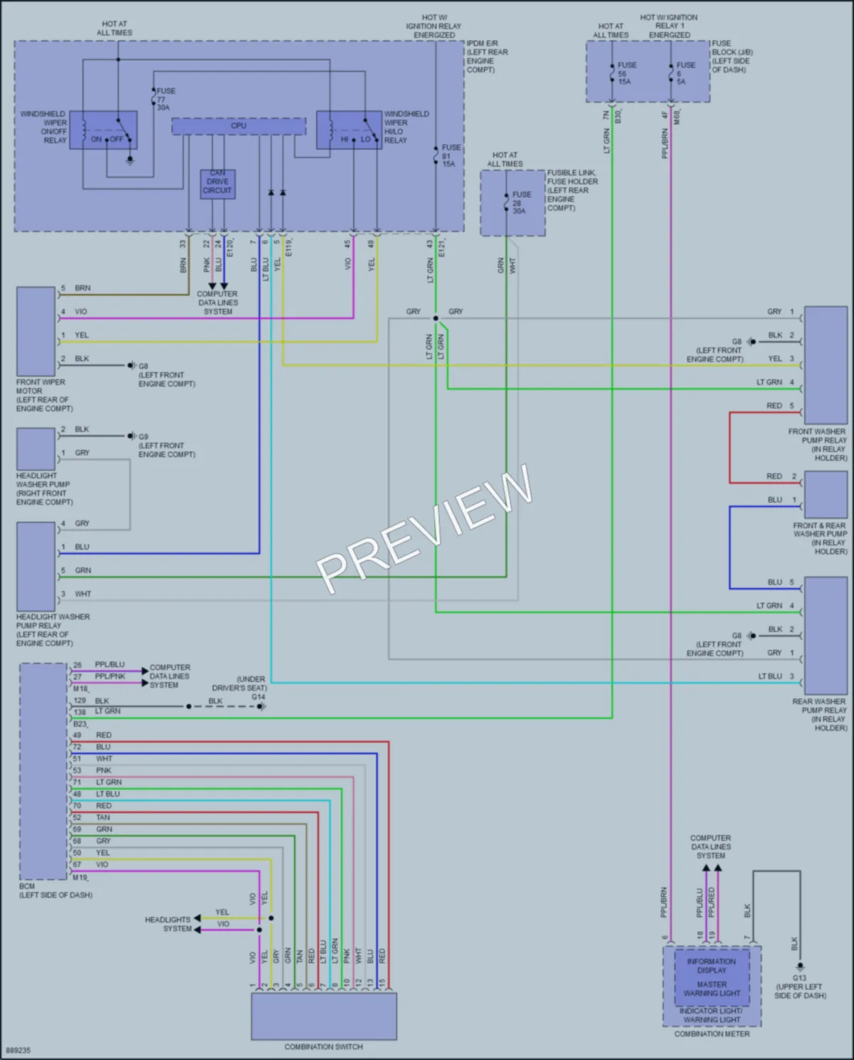 2023 Mitsubishi OutlanderPHEV Wiper Washer wiring diagram preview