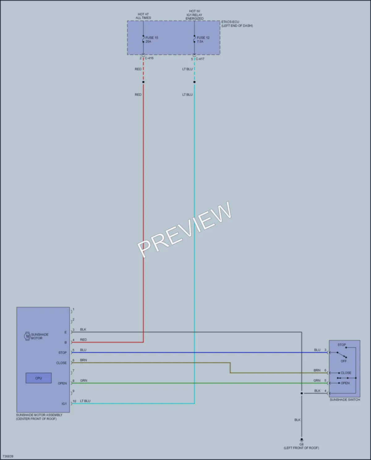 2023 Mitsubishi OutlanderSport Power Top Sunroof wiring diagram preview