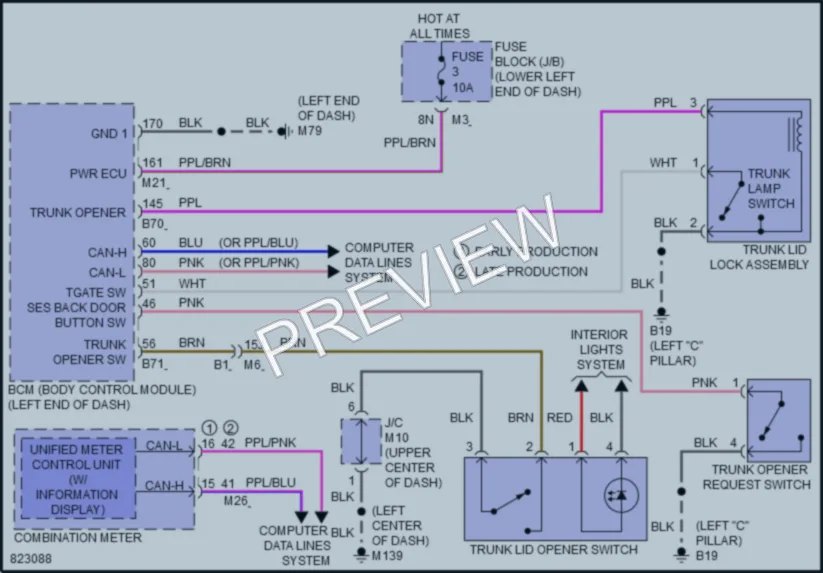2023 Nissan Altima Trunk Tailgate Fuel Door wiring diagram preview