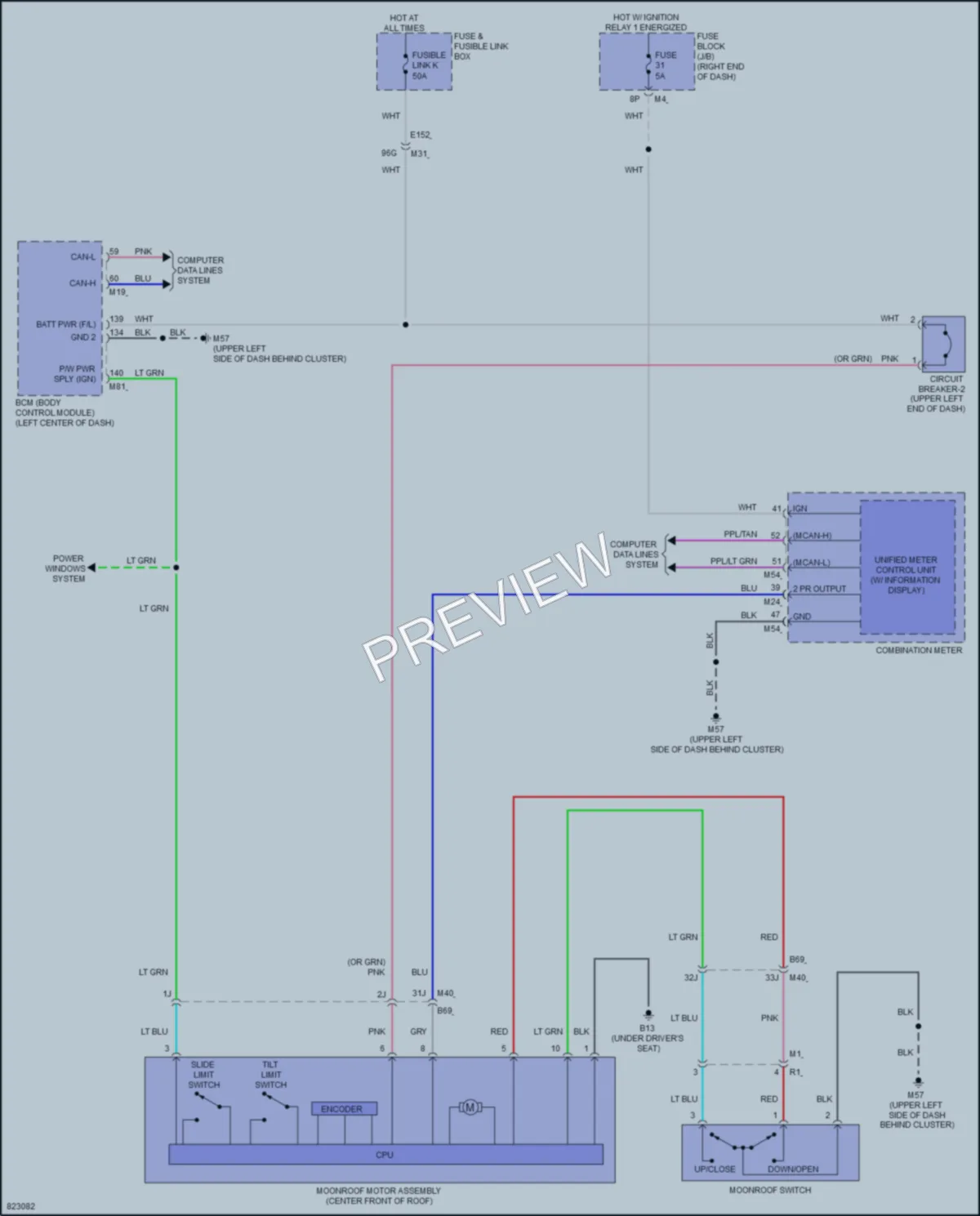 2023 Nissan Frontier Power Top Sunroof wiring diagram preview