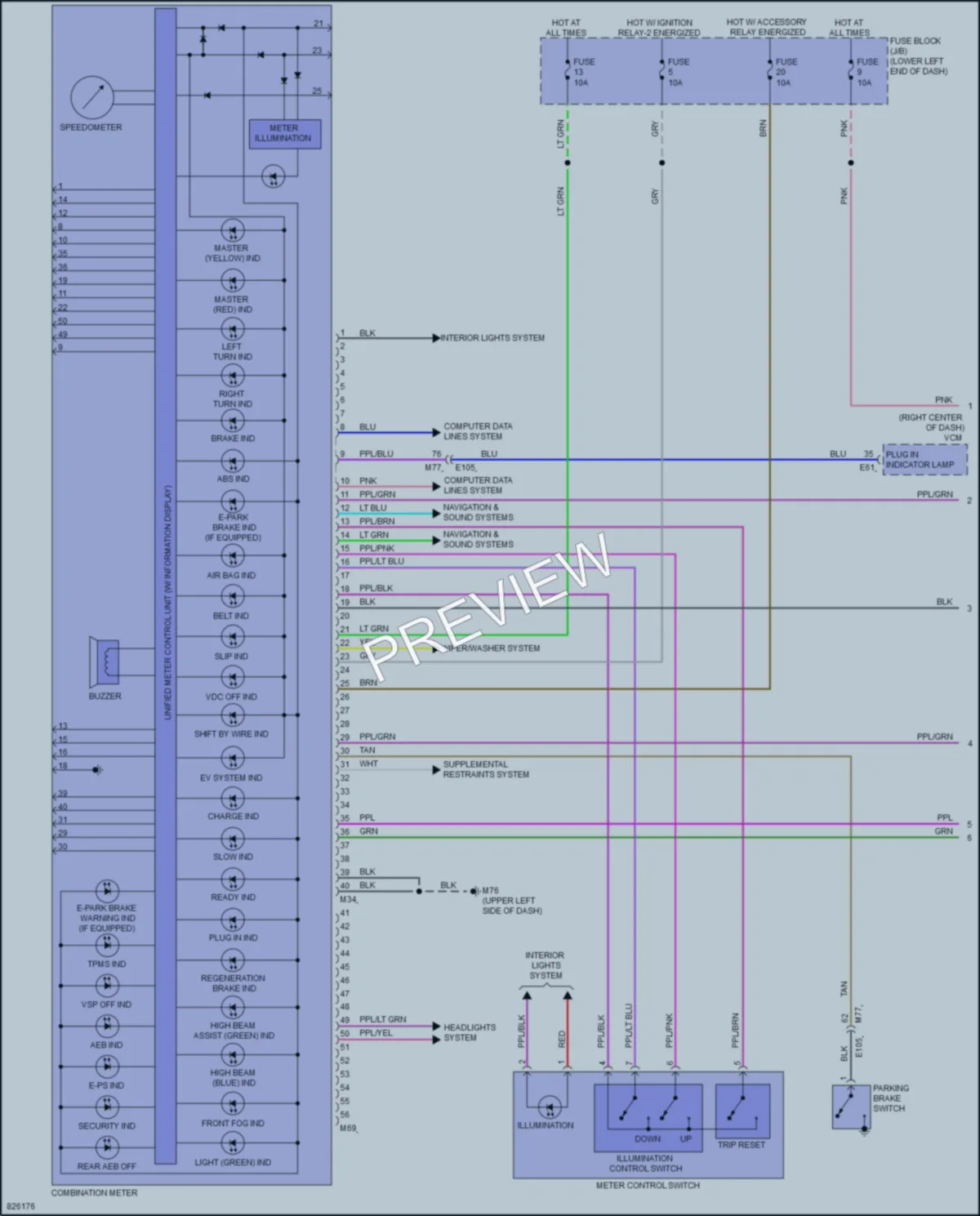 2023 Nissan LEAF Instrument Cluster wiring diagram preview
