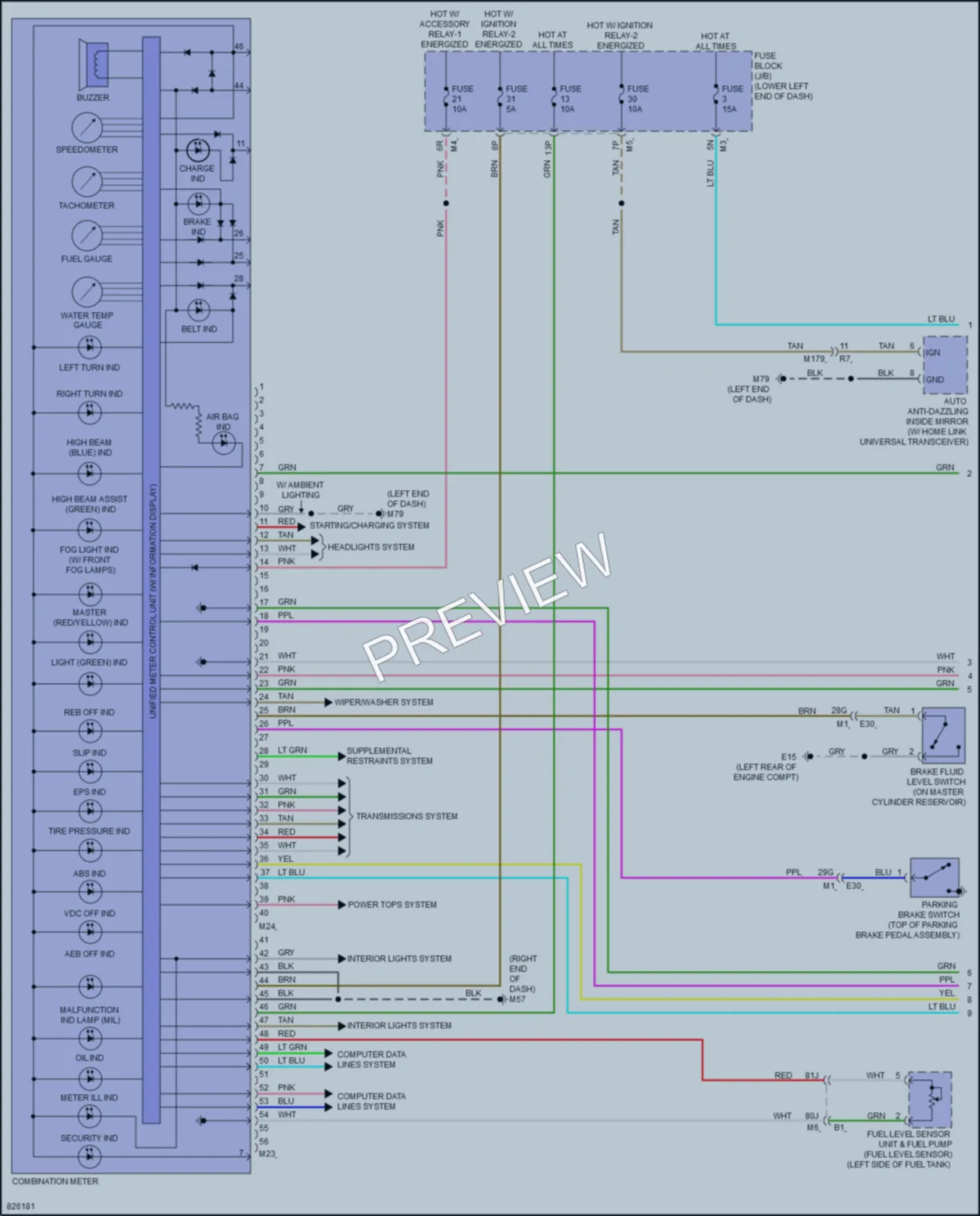 2023 Nissan Maxima Instrument Cluster wiring diagram preview