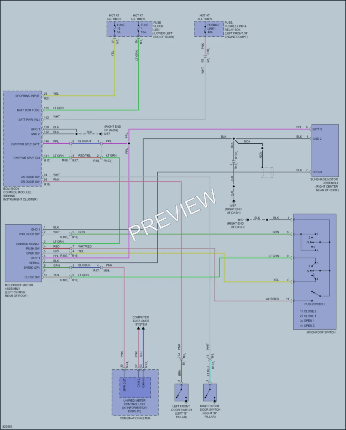 2023 Nissan Maxima Power Top Sunroof wiring diagram preview