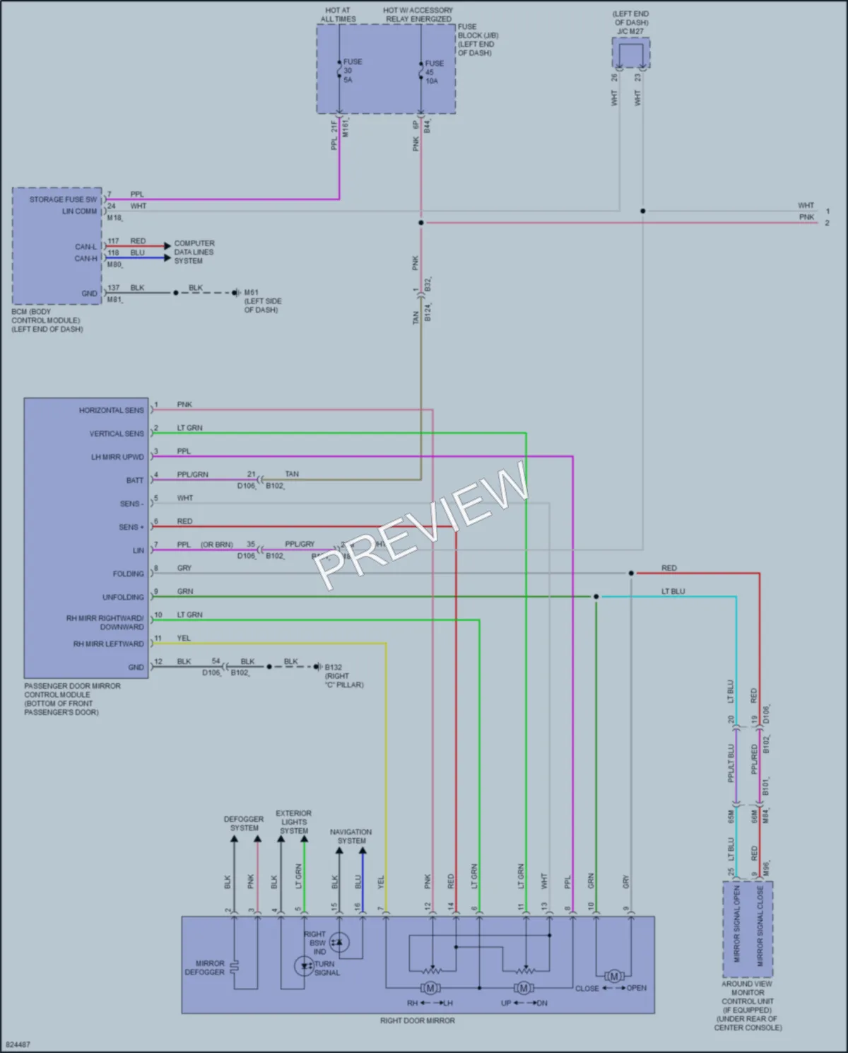 2023 Nissan Pathfinder Memory Systems wiring diagram preview