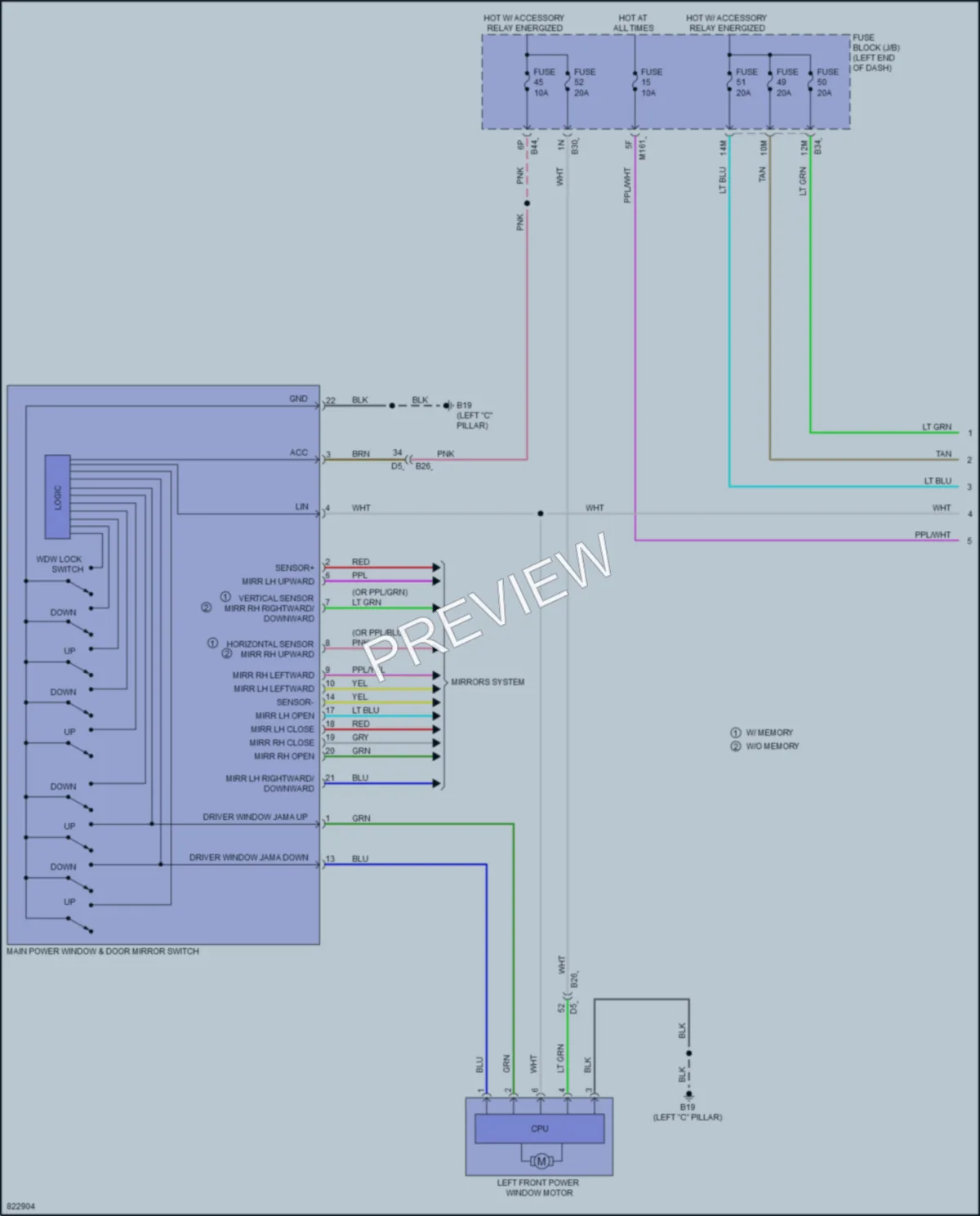 2023 Nissan Pathfinder Power Windows wiring diagram preview