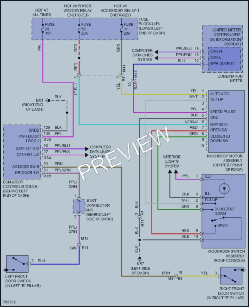 2023 Nissan Sentra Power Top Sunroof wiring diagram preview
