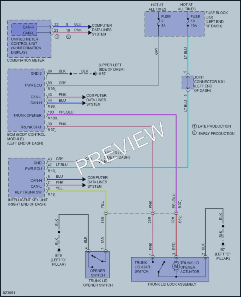 2023 Nissan Versa Trunk Tailgate Fuel Door wiring diagram preview
