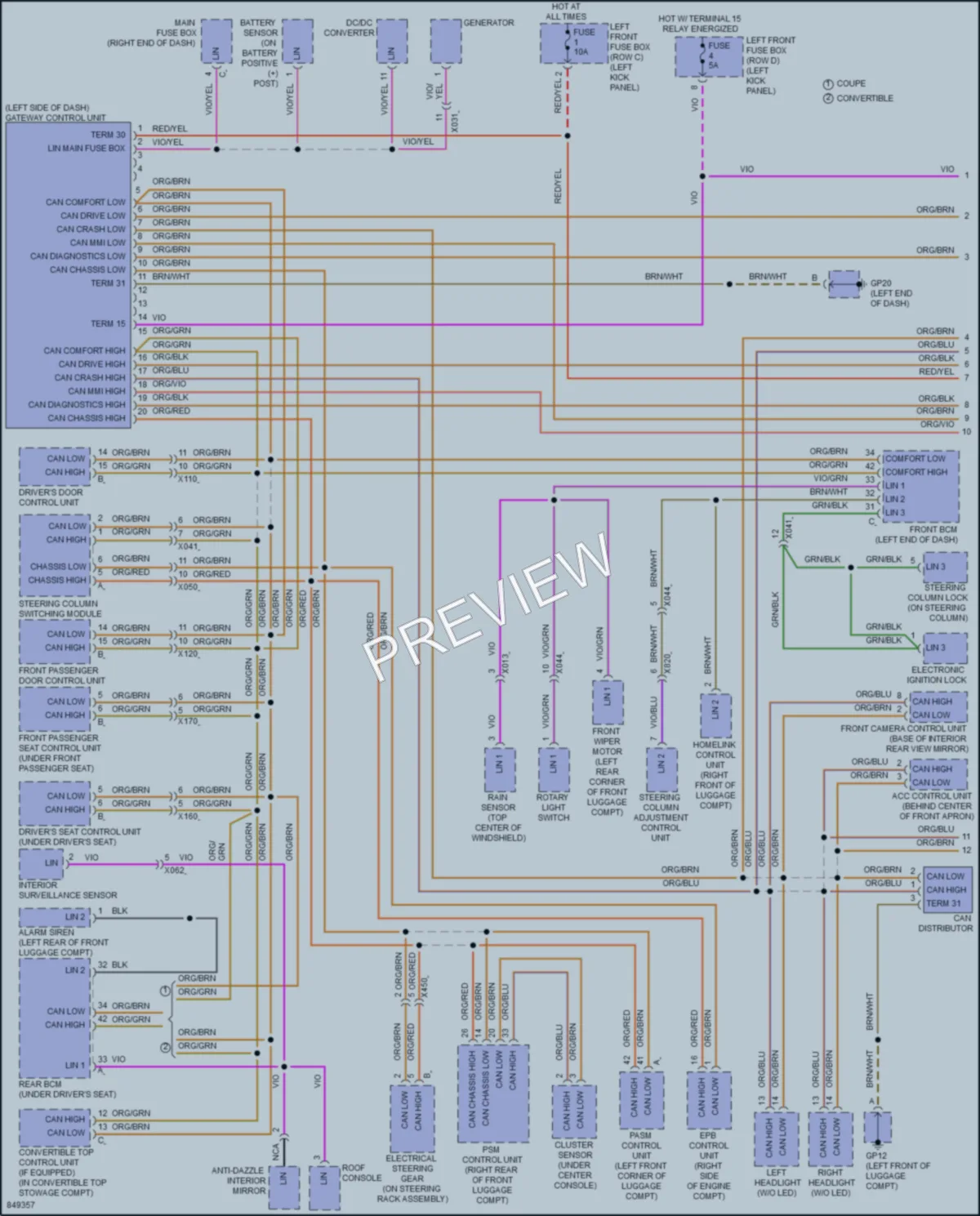 2023 Porsche 718Boxster Computer Data Lines wiring diagram preview