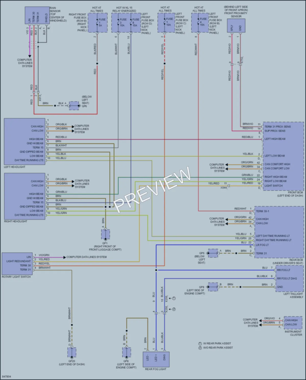 2023 Porsche 718Boxster Headlights wiring diagram preview
