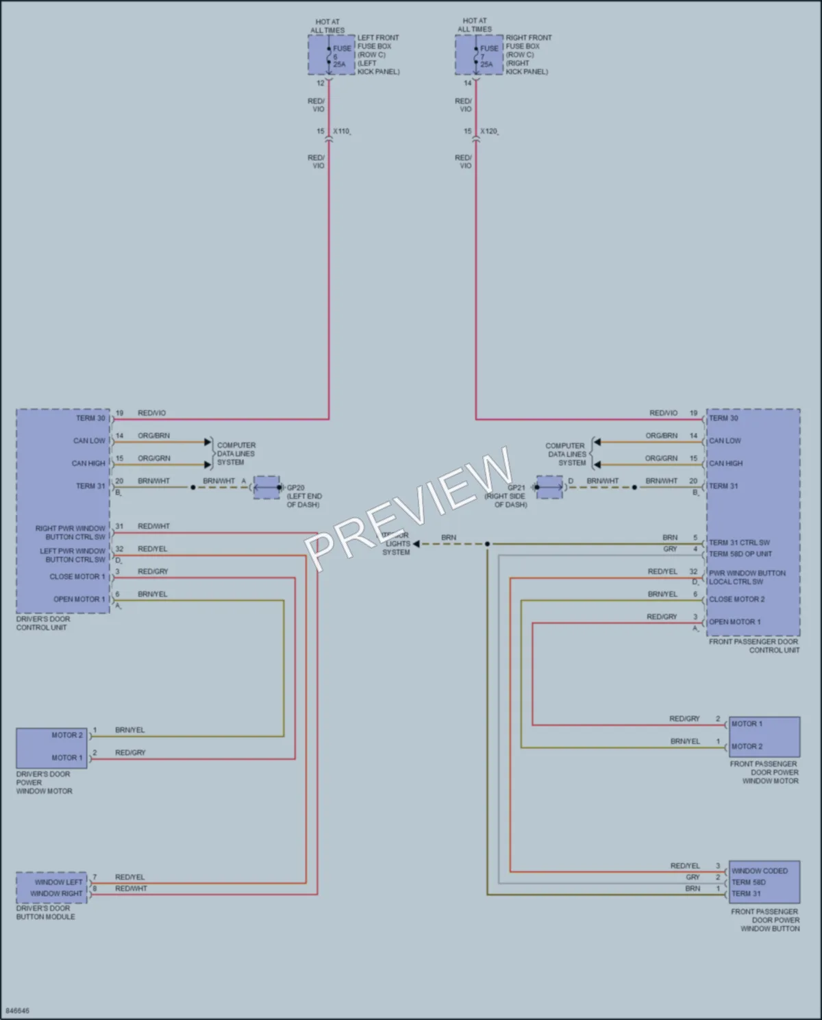 2023 Porsche 718Boxster Power Windows wiring diagram preview