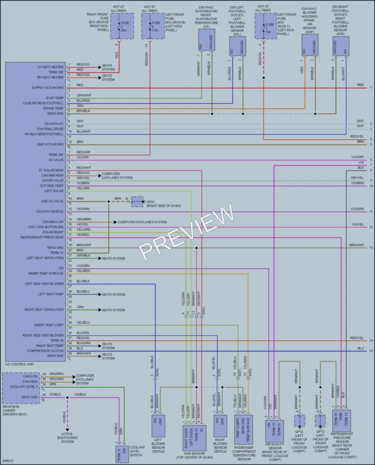 2023 Porsche 718Cayman Air Conditioning wiring diagram preview