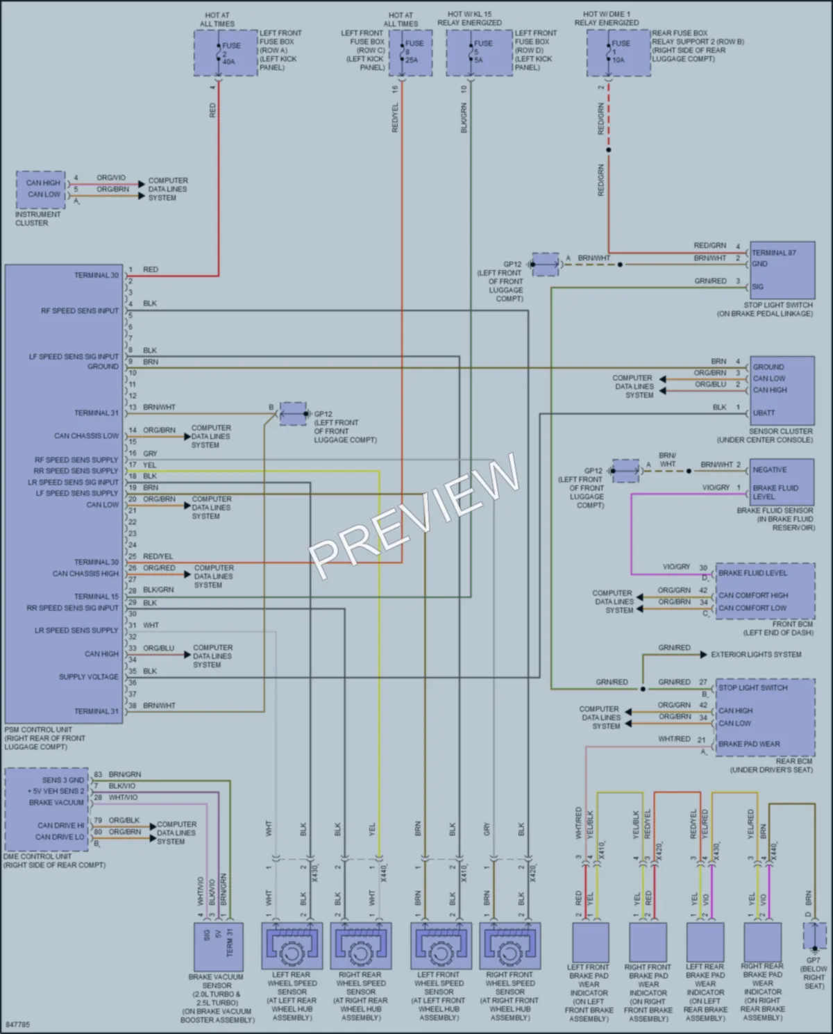 2023 Porsche 718Cayman Anti Lock Brakes wiring diagram preview