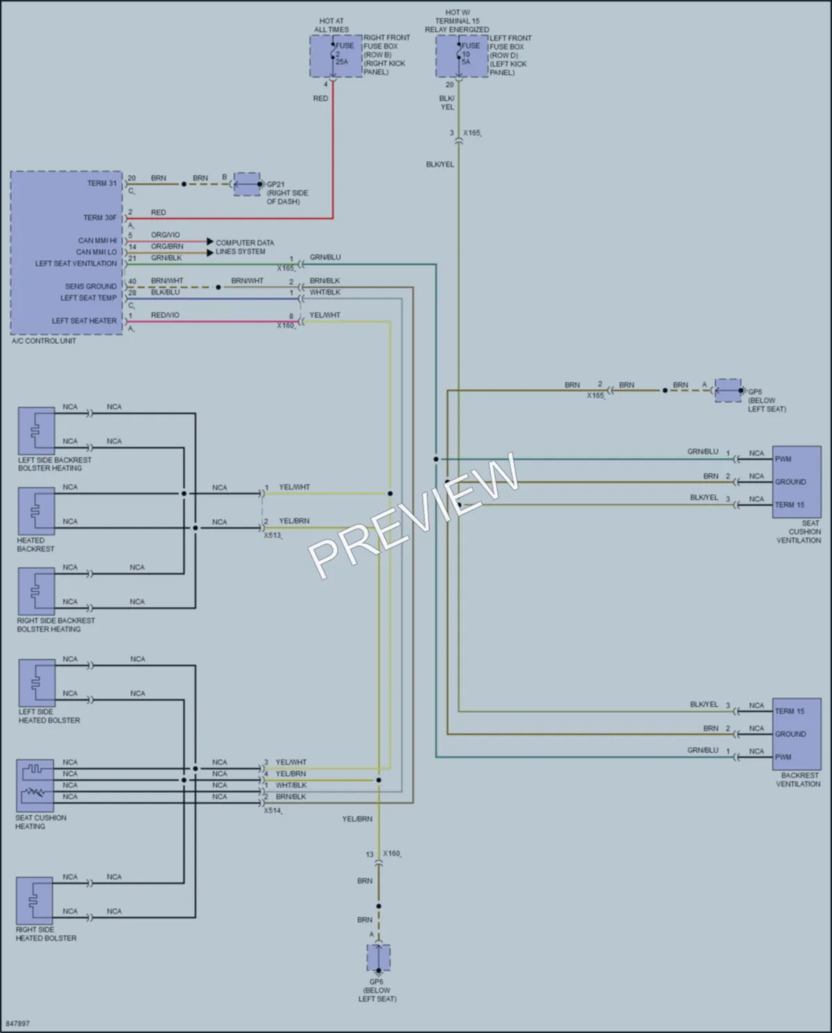2023 Porsche 718Cayman Power Seats wiring diagram preview