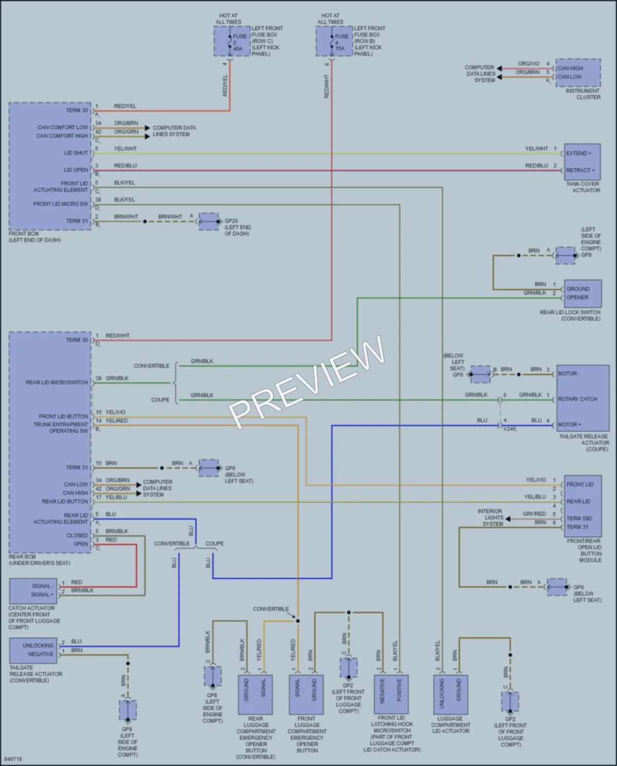 2023 Porsche 718Cayman Trunk Tailgate Fuel Door wiring diagram preview