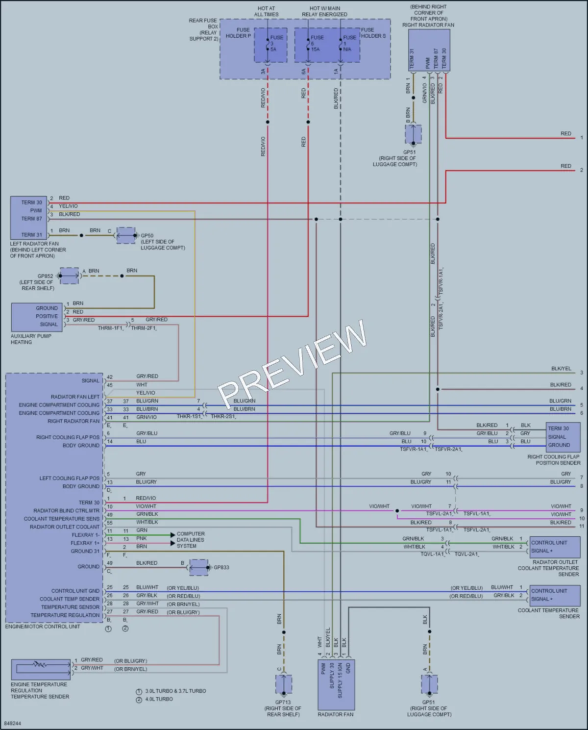 2023 Porsche 911 Cooling Fan wiring diagram preview